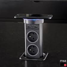 Bloc Prise Escamotable Automatik 2 Prises 2 Usb Chargeur Qi Bloc Prise Escamotable Prise Escamotable Usb