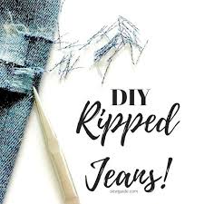 A ladder rip is when you have a long patch that is cut out with strands of the fibres running across. Make Your Own Knee Ripped Jeans Without Removing The White Thread Sew Guide