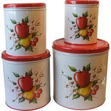 4.6 out of 5 stars. Set 4 Vintage Decoware Metal Nesting Canisters Fruit Farmhouse Cottage Chic Apple Kitchen Decor Vintage Kitchen Vintage Kitchenware