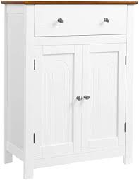 Get trade quality cabinets & other bathroom furniture at low prices. Amazon Com Vasagle Free Standing Bathroom Storage Cabinet With Drawer And Adjustable Shelf Kitchen Cupboard Wooden Entryway Floor Cabinet 23 6 X 11 8 X 31 5 Inches White Brown Ubbc62wt Everything Else