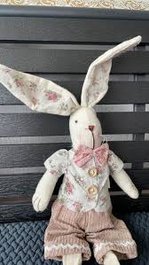 Cute White Bunny Floral Print Dress With Bow Soft Plush Toy Size 19 in Tall  ,Birthday gift