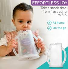 The Flipping Holder a mess-free food pouch and juice box holder for babies  toddlers and kids (Aqua Blue) : Amazon.ca: Baby