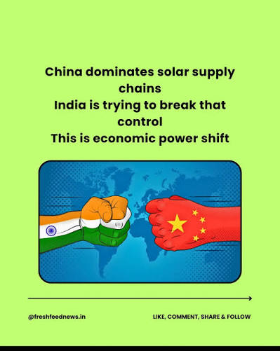 India is making a bold move… and China won't ignore this ⚡ The government plans to block Chinese solar components and push fully local manufacturing by 2028. This isn't just about clean