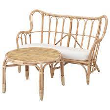 Derived from the tough inner core of the rattan plant, the material spiked in popularity in the early 1800s when it was used to create wicker furniture. Mastholmen 2 Seat Conversation Set Outdoor Rattan Ikea
