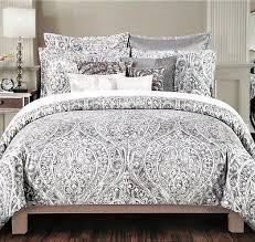 Tahari Home Silver Grey Paisley Queen Comforter Set 6 Pieces Cotton Tahari Home Home Tahari Bedding