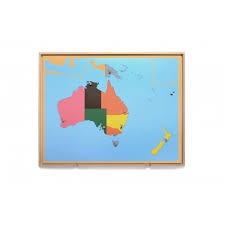 The canada puzzle map shows the provinces and territories of canada in a variety of different colours. Open Back Map Puzzle W Tray Australia Ljge009a By Leader Joy Montessori Usa