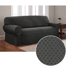 Mainstays Pixel 1 Piece Stretch Sofa Slipcover Black Walmart Com Slip Covers Couch Slipcovers Furniture Covers Slipcovers