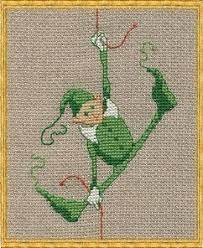 Stitches = 129w x 200h colours = 68 dmc colours finished size = 9.5 x 14.5 using 14count or 7 x 11 using 18count. Cross Stitch Free Pattern Elf Hanging Splits 1 2 Christmas Cross Stitch Cross Stitch Cross Stitch Patterns Christmas