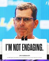 Jim Harbaugh declined comment when asked about Michigan's punishment for  the Connor Stalions scandal 🤐
