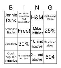 Its headquarters are in new albany, ohio. Abercrombie And Fitch Business Issues Bingo Card