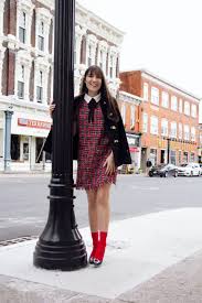Red Tweed Dress Carolina Pinglo Fashion Tweed Dress Fashion Blogger