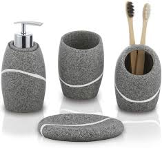 Beyond the glossy lacquered and matte finishes, think of the. Amazon Com Zccz Bathroom Accessories Set 4 Pcs Decor Bathroom Vanity Countertop Accessory Set With Soap Dispenser Toothbrush Holder Bathroom Tumbler And Soap Dish Gray Sandstone Home Kitchen