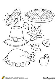 coloriage thanksgiving dinde chapeau et tarte de football banderole