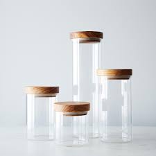 Glass Jars With Wood Lids Set Of 4 Glass Jars Jar Glass