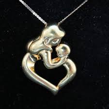 Mother and Child Heart-Shaped Pendant
