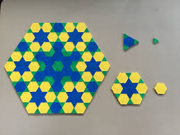 Playing With Fractals In Substitution Tiling The Yellow Is A Sierpinski Hexagon Where Hexes Connect Only At Vertices Math Patterns Pattern Blocks Pattern