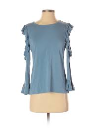 Details About Karl Lagerfeld Paris Women Blue Long Sleeve Top Sm Petite