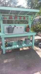 I Bought The Antique Sink And My Husband Built The Potting Table He Did An Amazing Job Potting Bench Plans Outdoor Potting Bench Potting Bench
