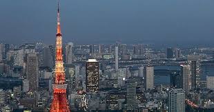 Lukisan pemandangan alam yang indah. Menara Televisyen Tokyo Menara Tokyo Tokyo