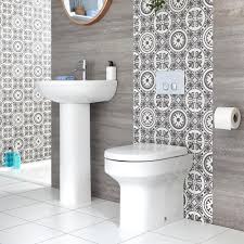 Milano Ballam Modern Back To Wall Toilet And Pedestal Basin Set Porcelain bathroom pedestal sinks by cheviot.
