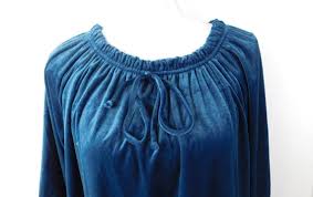 60 Off Holiday Sale Vintage 1960s 60s Haband Sleepwear Teal Blue Thick 3 4 Sleeve Minimal Babydoll Loose Velvet Pajama Dress Sz Medium