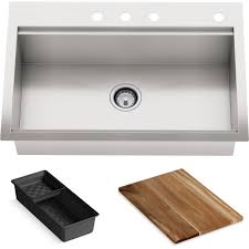 We did not find results for: Kohler Lyric Dual Mount Workstation Stainless Steel 33 In 4 Hole Single Bowl Kitchen Sink With Integrated Ledge And Accessories K Rh23374 4pc Na The Home Depot