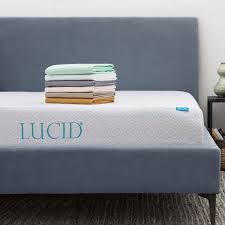 Lucid 10 Inch Full Xl Size Gel Memory Foam Mattress With Tencel Sheet Set Overstock 14414289