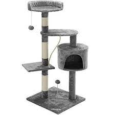 cadoca kratzbaum katzenkratzbaum kletterbaum spielbaum katzen baum mit 3 aussichtplattformen 1 hohle inkl 2 spielballen und arbre a chat griffoir chats gris