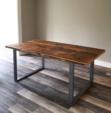 Reclaimed Douglas Fir Dining Table With Modern Leg Metal Dining Table Wood And Metal Table Kitchen Table Metal