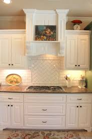 Interior Exciting Kitchen Decorating Design Ideas With White Herringbone Tile Layo Kitchen Backsplash Designs Trendy Kitchen Backsplash Kitchen Inspirations