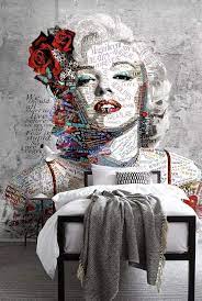 Buy marilyn monroe wall stickers and get the best deals at the lowest prices on ebay! Amazon Com Murwall Pop Art Wallpaper Marilyn Monroe Wall Mural Typographie Wall Decor Artistic Wall Art Modern Cafe Design Living Room Entryway Handmade