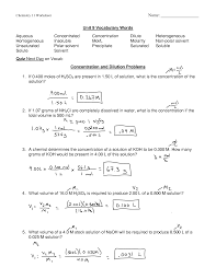 1 if i have 340 ml of a 0 5 m nabr solution what will the concentration be if i add 560 ml molarity and dilutions practice problems € molarity= molessolute literssolution molarity 1 xvolume=molarity 2 xvolume m 1 v 1 =m 2 v 2 1). 29 Molarity Worksheet Answer Key Chemistry Worksheet Resource Plans