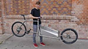 Catan Titanium Cargobike Lightweight Mixed Surface Gravel Cargo Bike Unique Linkage Arm Steering Engineered Flex Cargo Bike Bullitt Cargo Bike Tricycle Bike