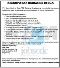 Contoh permohonan kerja di bank bpr/bank perkreditan rakyat. Lowongan Kerja Terbaru April 2020 Bumn Cpns 2020 Pt Bank Central Asia Tbk Recruitment D3 S1 Calon Karyawan Bca March 2013