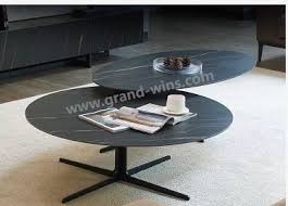 Brown/white medium round stone coffee table with marble top. China Hotel Lobby Round Rock Stone Top Bar Cafe Coffee Table China Coffee Table Cafe Table