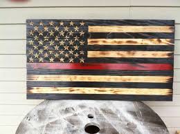 Charred Wood American Flag Thin Red Line Fire Fighter Flag American Flag Wood American Flag Decor Thin Red Line Flag