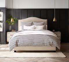 Whitewash headboard king size weathered, hanger style, handcrafted. Raleigh Curved Upholstered Headboard Pottery Barn