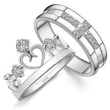 His Hers Matching Couple Sterling Silver Engagement Rings Bands Set Best Personalized Gifts For Him Couple Wedding Rings Promise Ring Set Wedding Ring Bands