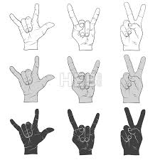 Black And White Peace Sign Hand Emoji Three Hand Signs Gestures Outline And Filled Hebstreits Sketches Symbol Drawing How To Draw Hands Peace Sign Drawing
