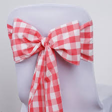 Black And White Checkered Chair Sashes Gingham Chair Sashes 5 Pcs Coral White Buffalo Plaid Checkered Polyester Chair Sashes With Images Chair Sashes Wedding Chair Sashes Gingham Decorations