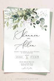 Browse our library of beautiful and elegant wedding invitation layouts to find the perfect invitation for your special day. Myra Greenery Wedding Eucalyptus Wedding Eucalyptus Etsy Wedding Invitation Templates Wedding Invitations Greenery Wedding