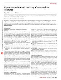 Check spelling or type a new query. Pdf Cryopreservation And Banking Of Mammalian Cell Lines
