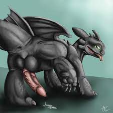 black nose black skin blue background cum cumshot dragon furry  green eyes how to train your dragon male only night fury penis pink penis  pose scales toothless wings 