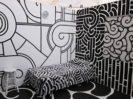 Black And White Graffiti Wall Art Aaron De La Cruz Artistic Room Graffiti Room Black Interior Design
