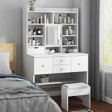 Vintage vanity/desk, side table & night std, ea priced $60. Buy 90cm Dressing Table With Mirror And Stool Makeup Vanity Cabinet Bedroom Furniture Vanity Desk Makeup Jewelry Organizer Cicig