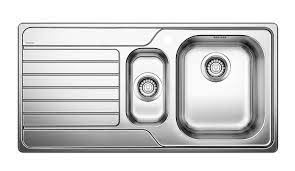 The sink is cast in pewter, and therefore can be polished with fine steel wool for a stainless steel finish, or painted with suitable paints (car paint or acrylics) for a contemporary composite effect. Blanco Sink 1 Bowl And A Half Drainer Blancodinas 6 S 1328104 Sink To The Right Stainless Steel Myareadesign Com