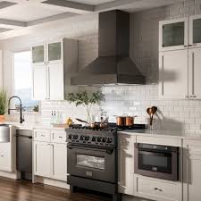 Ducted under cabinet range hood in black painted stainless steel with leds and push buttons. Zline Black Stainless Steel Wall Mount Range Hood Bs655n