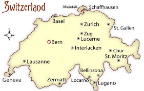 Mapa da suíça com as principais cidades. Zurique Suica Mapa De Zurique Suica No Mapa Europa Ocidental Europa