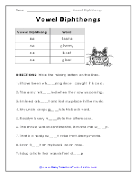 Vowel Diphthong Worksheets Vowel Diphthongs Diphthongs Vowel