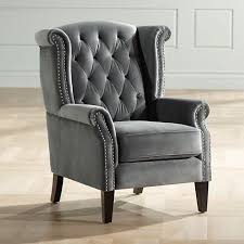 Williamsburg Gray Tufted Wingback Armchair 37t51 Lamps Plus In 2020 Wingback Armchair Arm Chairs Living Room Armchair